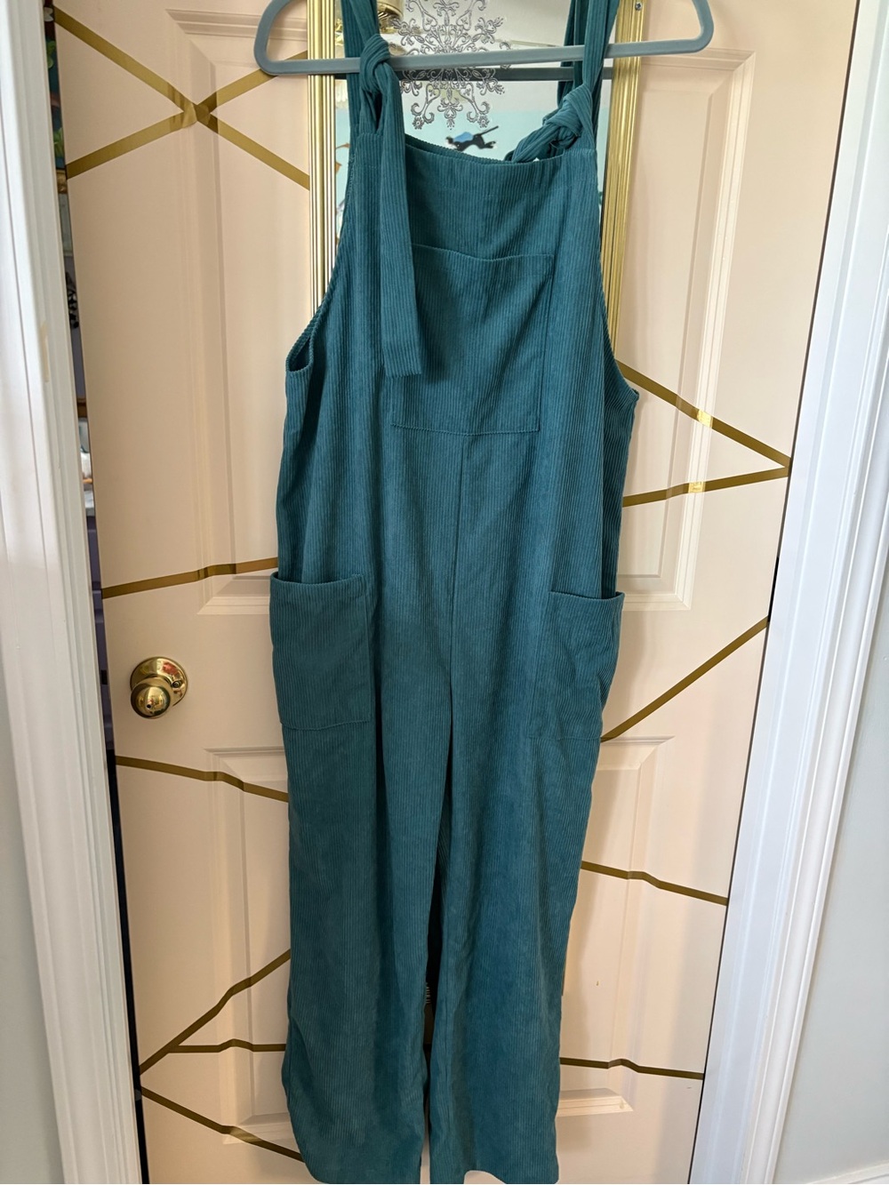 Baggy Bib Corduroy Overalls Teal Large